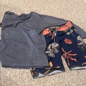 VISSLA Navy and Coral Floral Board Shorts